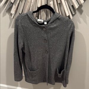 J. Jill Gray Cardigan with Hood Soft Knit Fabric and Relaxed Fit with pockets